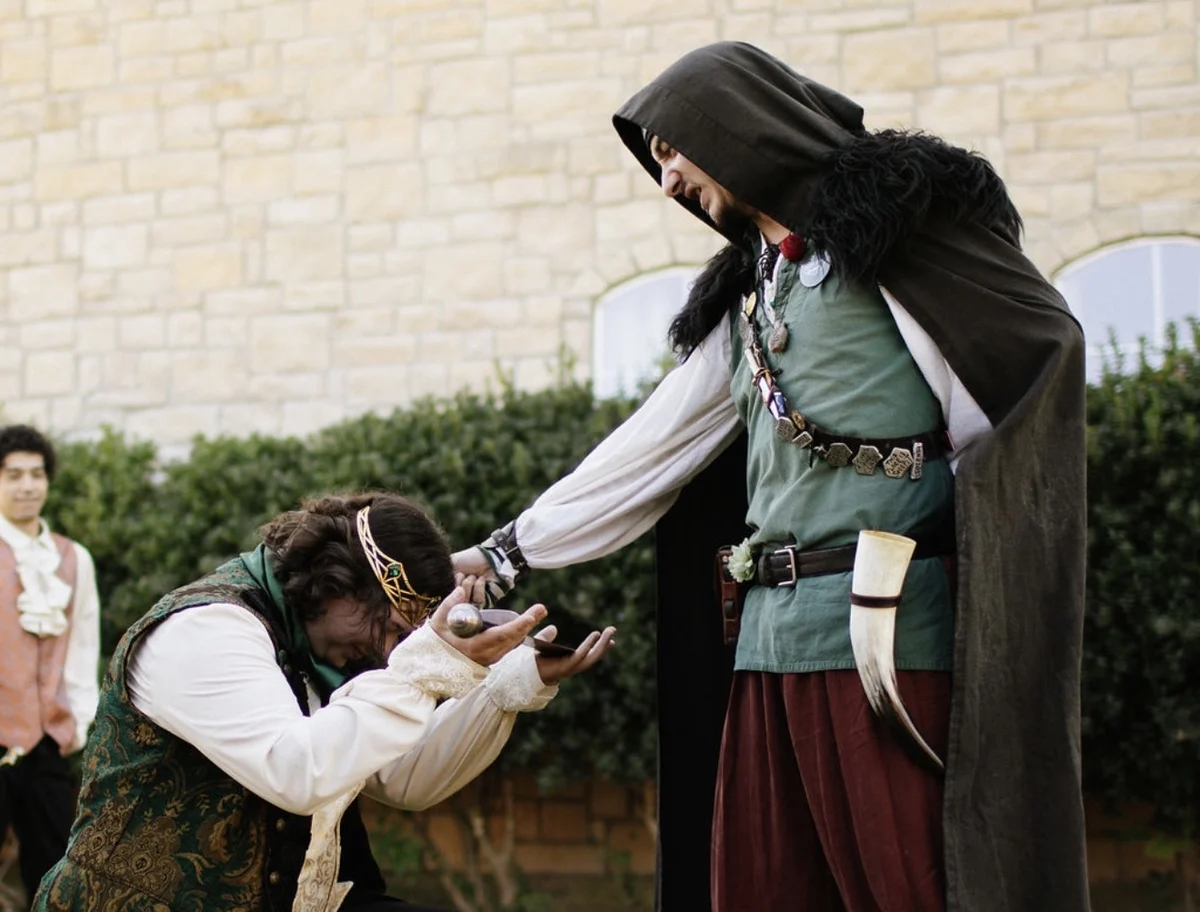 The Pickle Priest greeting a guest at a Renaissance event